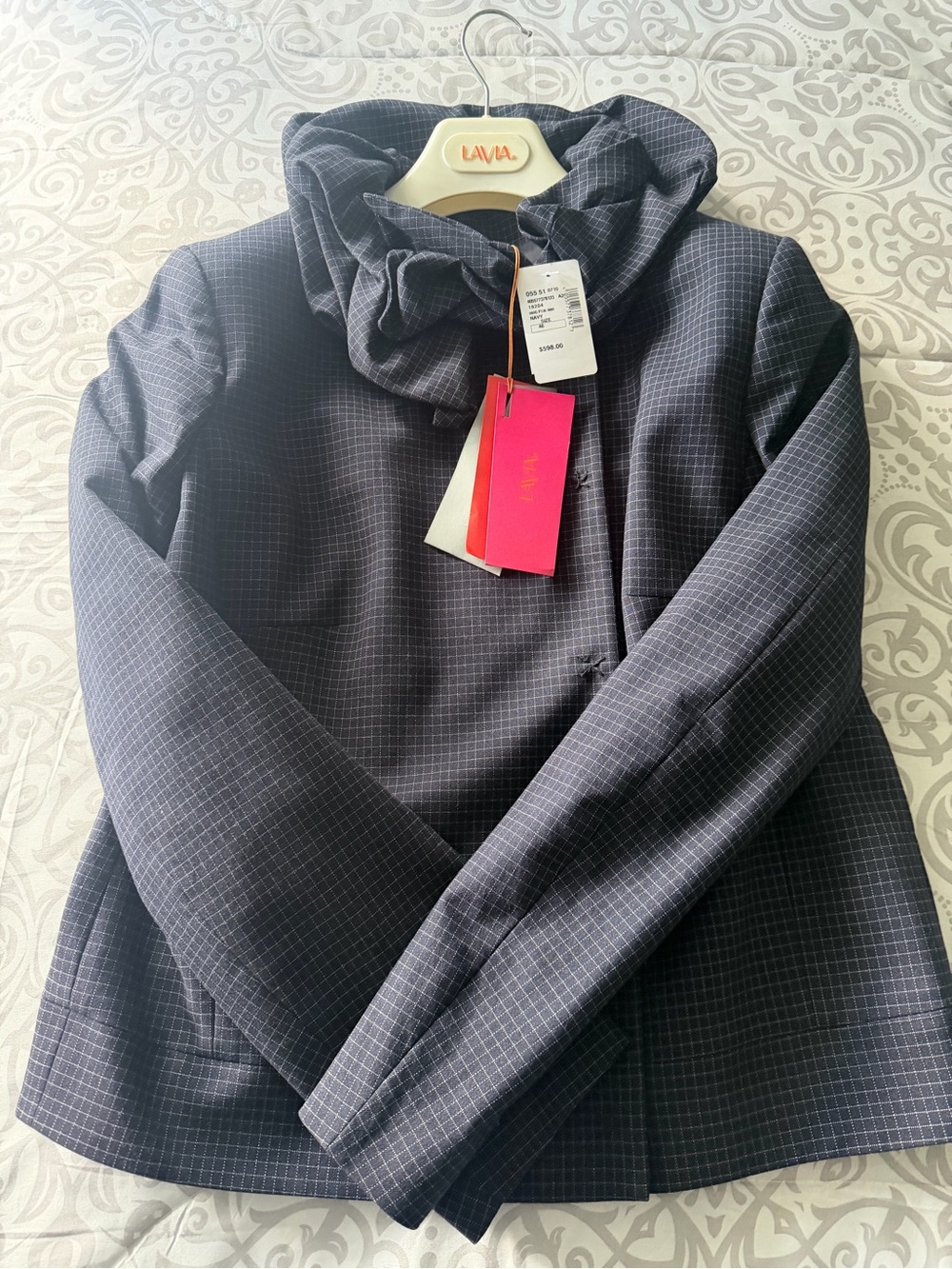 Lavia Dark Navy Grid Jacket